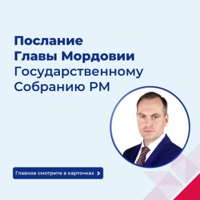 Глава Мордовии обратился с ежегодным Посланием Государственному Собранию РМ