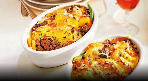 Нежная запеканка с рубленой говядиной и овощами