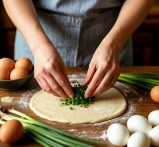 Ароматные жареные пирожки с луком и яйцом