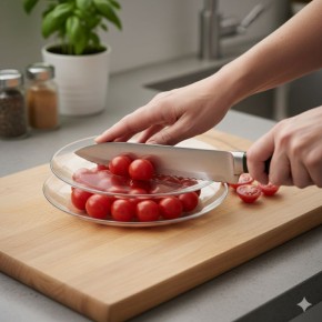 Ловкий способ нарезки: секрет быстрого резки помидоров черри