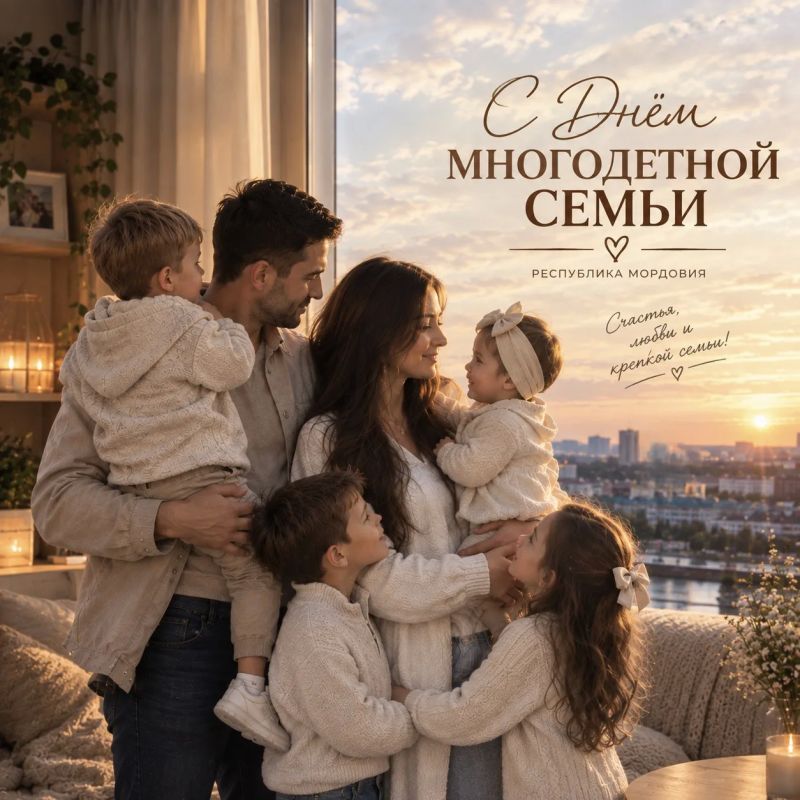 С Днём многодетной семьи!. Большая семья - это большая любовь, множество счастливых моментов и поддержка, которая всегда рядом