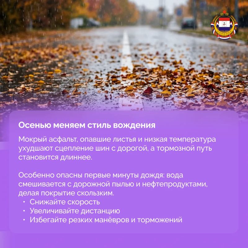 Осенью дорога становится опаснее: мокрый асфальт, туман, ранние сумерки и первые заморозки требуют от водителей особого внимания Осенью дорога становится опаснее: мокрый асфальт, туман, ранние сумерки и первые заморозки требуют от водителей особого внимания