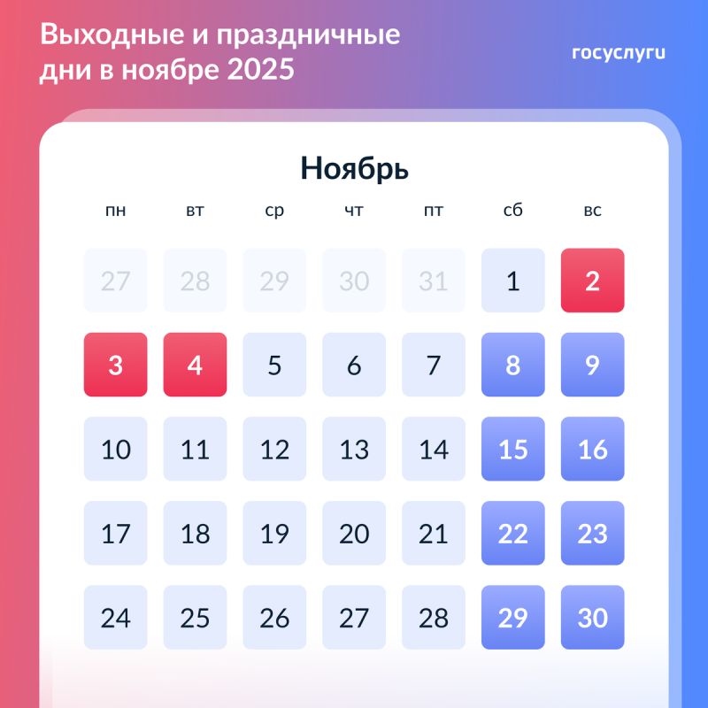 Ноябрь 2025: 6 рабочих дней и 3 выходных, которые стоит запомнить